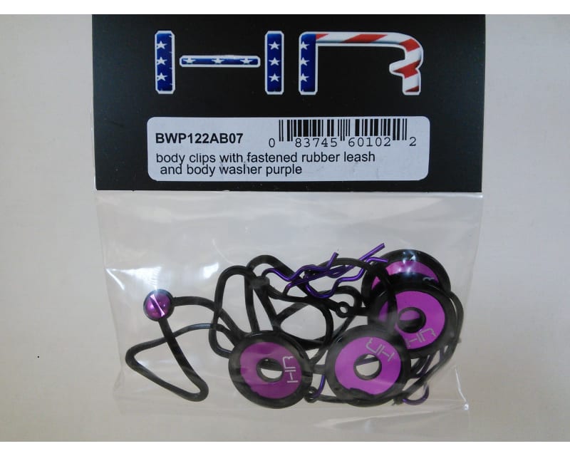 Tap to zoom Body Clips with Fastened Rubber Leash and Body Washer (Purple)