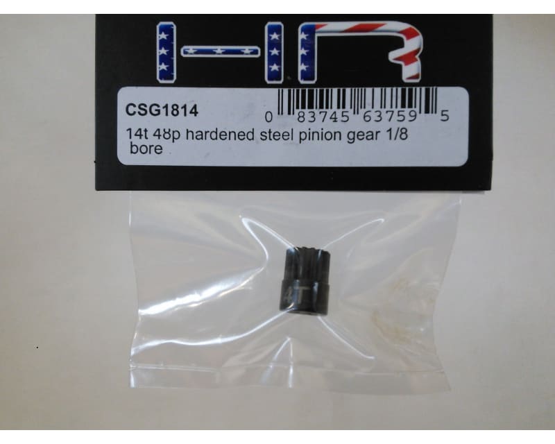 Tap to zoom 14t 48p Hardened Steel Pinion Gear 1/8 Bore
