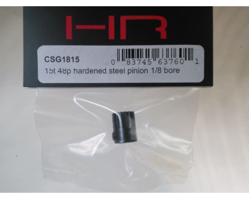 Tap to zoom 15t 48p Hardened Steel Pinion Gear 1/8 Bore