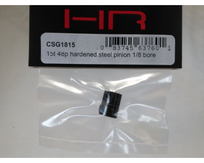 Tap to zoom 15t 48p Hardened Steel Pinion Gear 1/8 Bore
