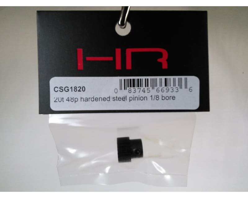 Tap to zoom 20t 48p Hardened Steel Pinion Gear 1/8 Bore