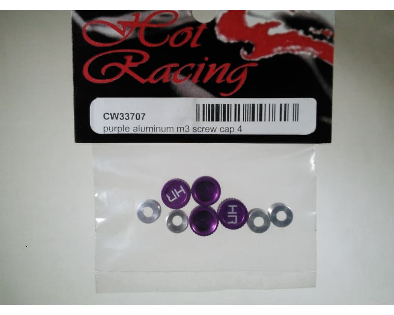 Tap to zoom discontinued Purple Aluminum M3 Screw Head Caps and Washers (4)