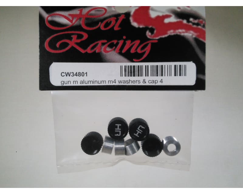 discontinued Black Aluminum M4 Screw Head Caps and Washers (4)