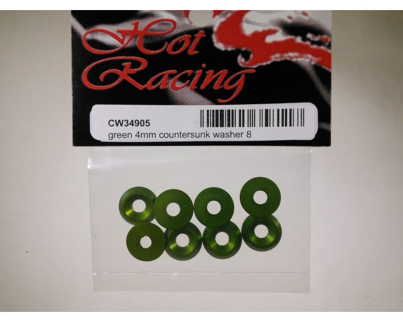 Tap to zoom Green Aluminum 4mm Countersunk Washer (8)