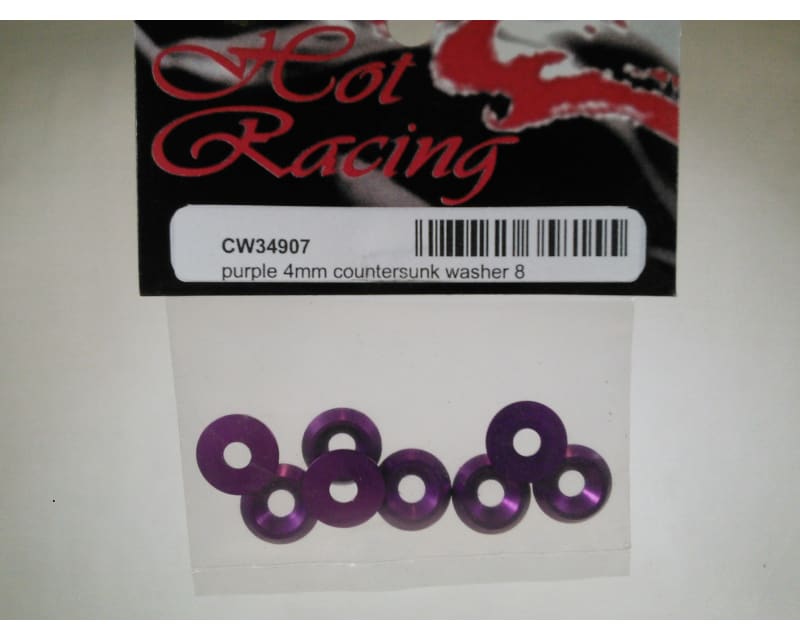 Purple Aluminum 4mm Countersunk Washer (8)