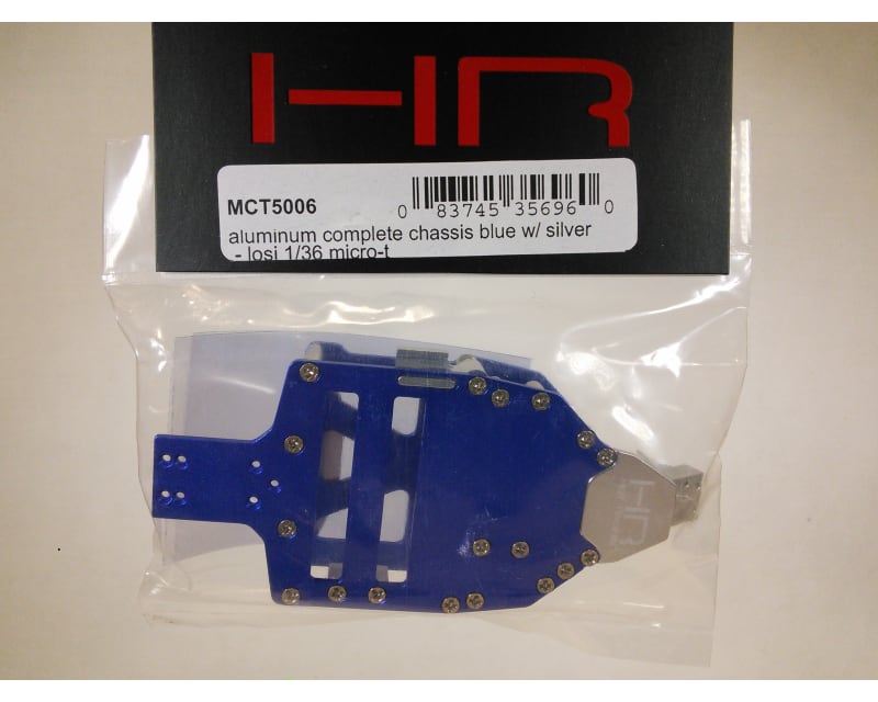 Tap to zoom Aluminum Complete Chassis (Blue w/ Silver) - Losi 1/36 Micro-T