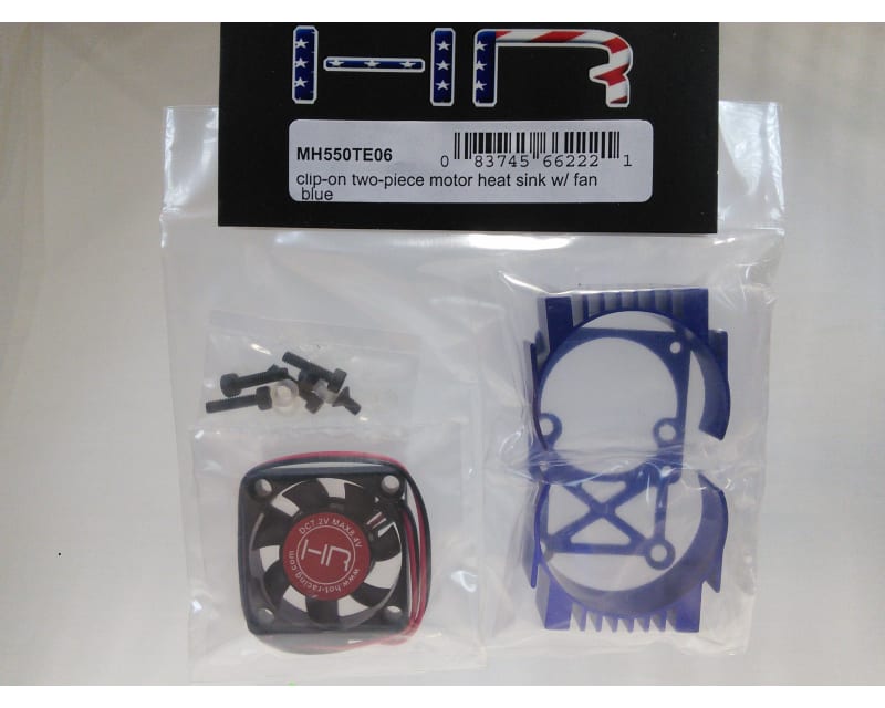Clip-On Two-Piece Motor Heat Sink W/ Fan (Blue)