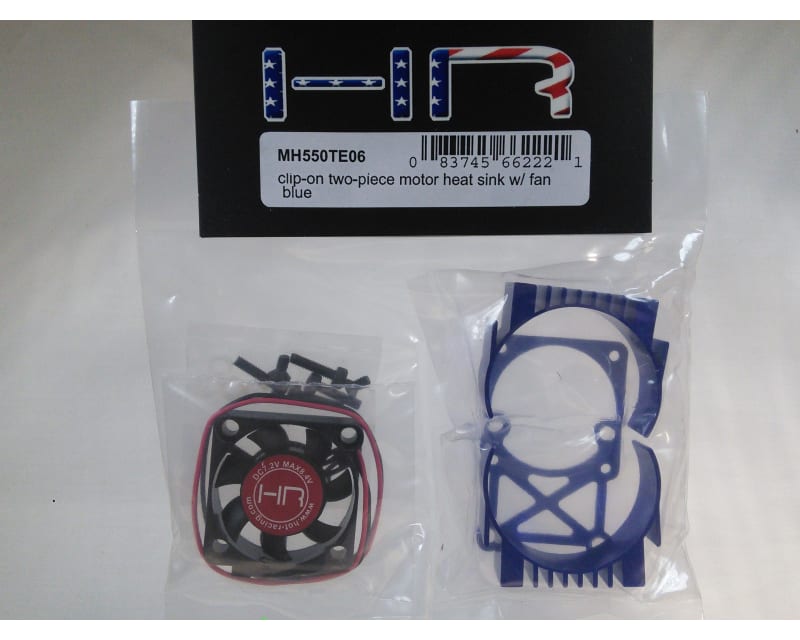 Tap to zoom Clip-On Two-Piece Motor Heat Sink W/ Fan (Blue)