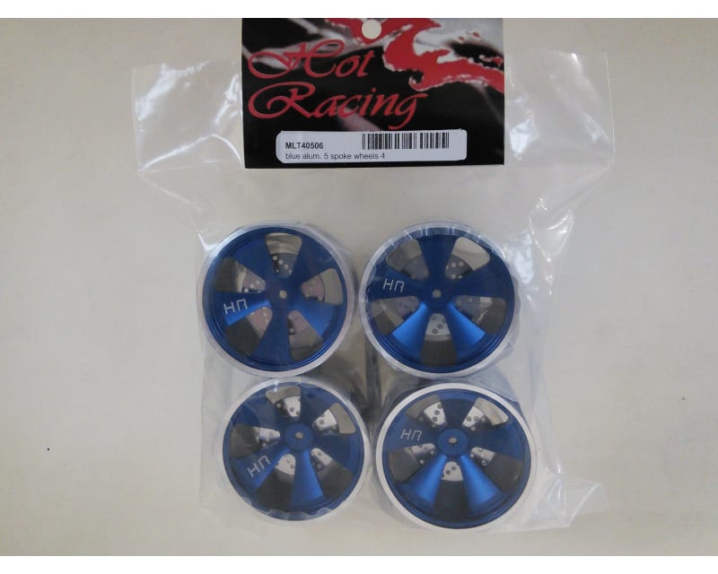 Tap to zoom Blue Aluminum 5 Spoke Wheels (4) - Losi Mini LST