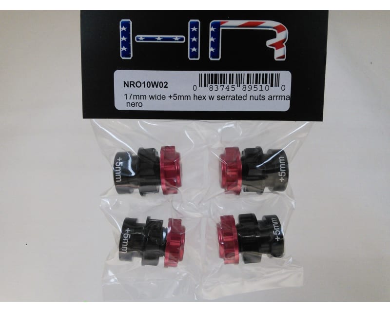 17mm Wide +5mm Hex W Serrated Nuts Arrma Nero
