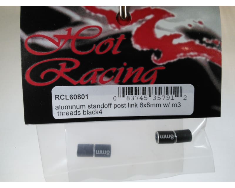 Aluminum Standoff Post Link 6x8mm w/ M3 Threads (Black)(4)