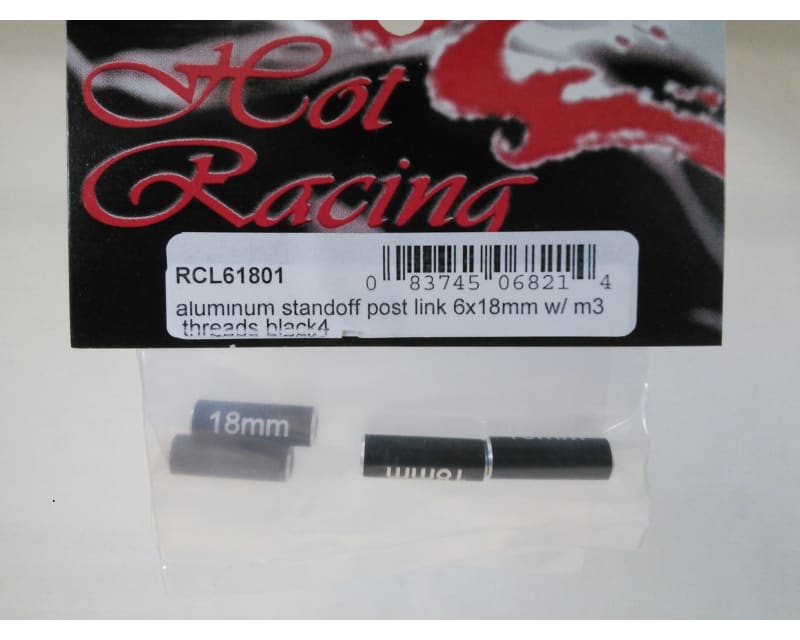 Tap to zoom Aluminum Standoff Post Link 6x18mm w/ M3 Threads (Black)(4)