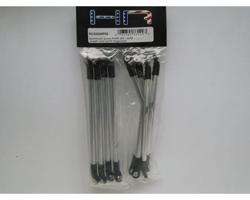 Tap to zoom Aluminum Silver 4-Link Set - Axial Wraith and Ax10 Ridgecrest