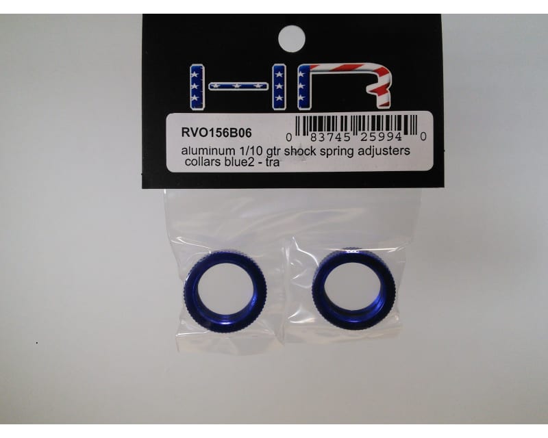 Tap to zoom Aluminum 1:10 GTR Shock Spring Adjusters Collars (Blue)(2) - Tra