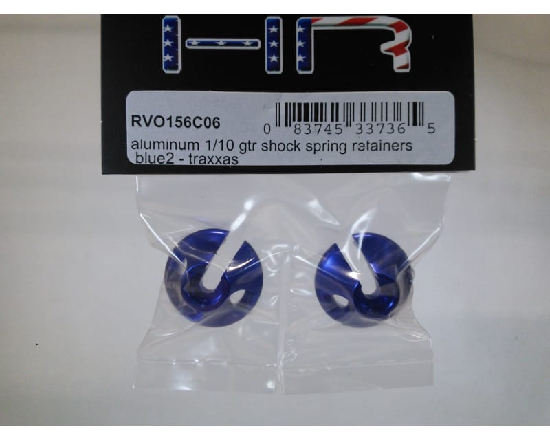 Tap to zoom discontinued Aluminum 1:10 GTR Shock Spring Retainers (Blue)(2)
