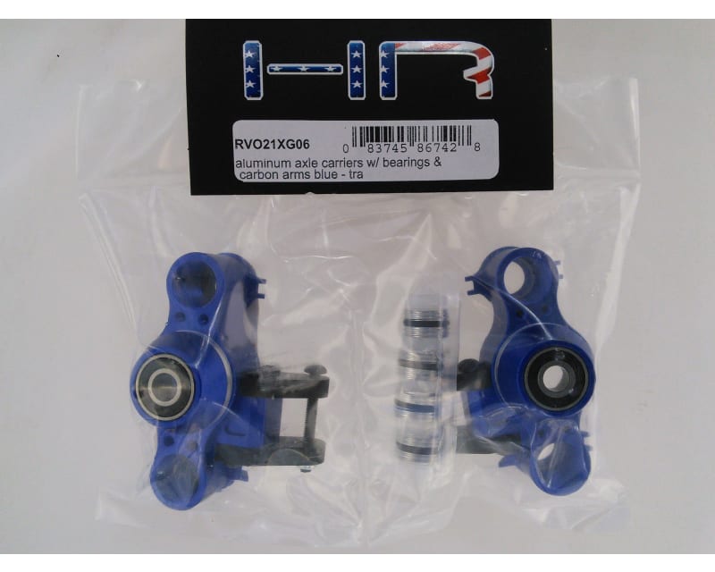 Aluminum Axle Carriers W/ Bearings & Carbon Arms (Blue) - Tra
