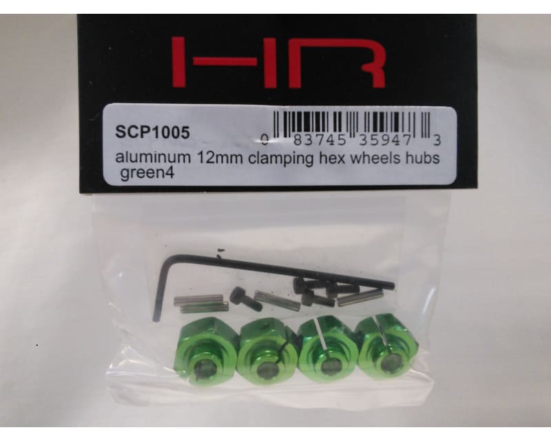 Aluminum 12mm Clamping Hex Wheels Hubs (Green)(4)