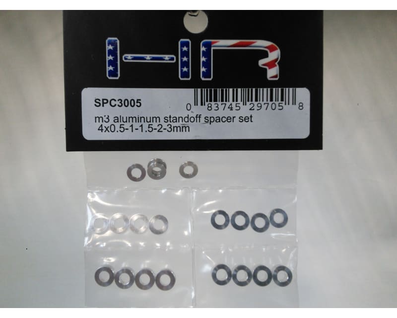 M3 Aluminum Standoff Spacer Set (4x)(0.5-1-1.5-2-3mm)