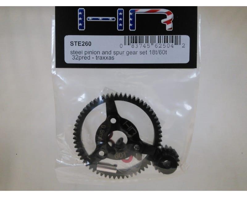 Steel Pinion and Spur Gear Set (18t/60t 32p)(Red) - TRA