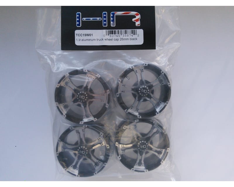 1.9 Inch Aluminum Truck Wheels 26mm Black 12mm Hex