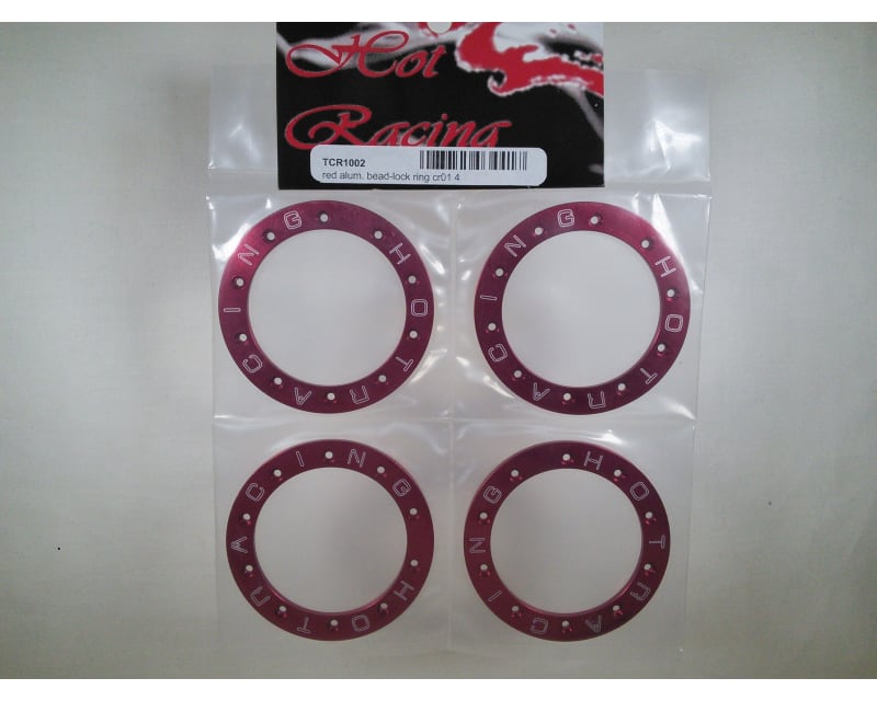Aluminum Bead-Lock Ring (4)(Red) - Tamiya CR-01