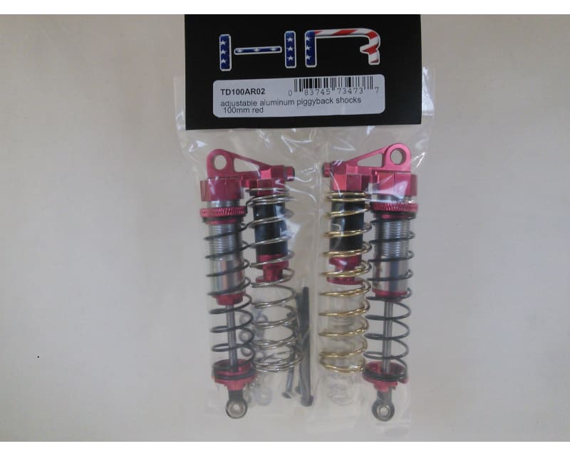 discontinued Adjustable Aluminum Piggyback Shocks 100mm (Red)