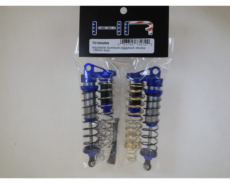 discontinued Adjustable Aluminum Piggyback Shocks 100mm (Blue)