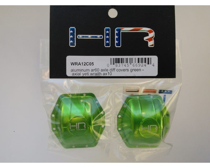 Aluminum Ar60 Axle Diff Covers (Green) - Axial Yeti Wraith Ax10