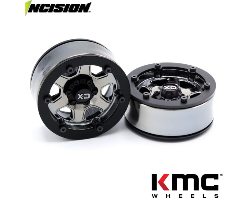 Incision 1.9 KMC KM233 Hex Black Chrome Plastic