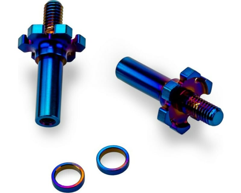 adjustable RC10B7 - RC10B7D titanium front axle 2pc - burnt blue photo