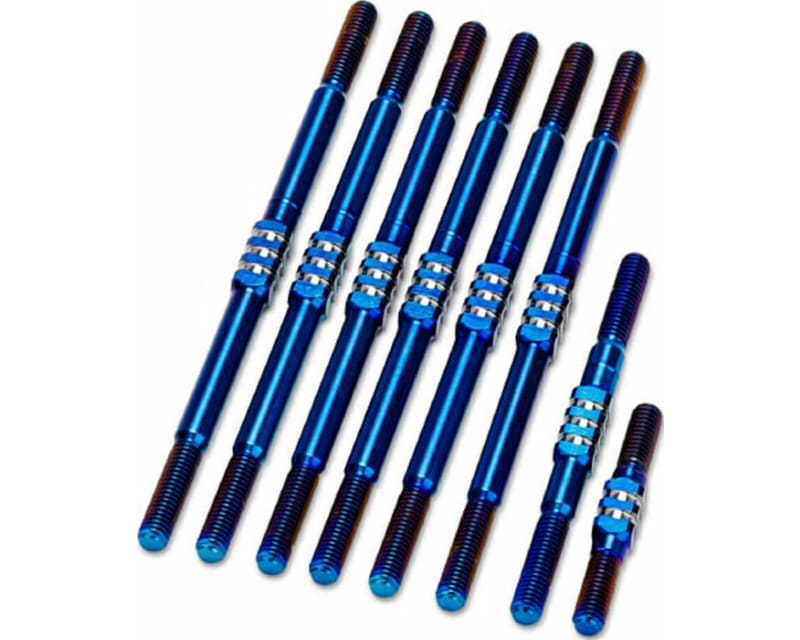 RC10T Fin Titanium Turnbuckle set 8pc - burnt blue photo