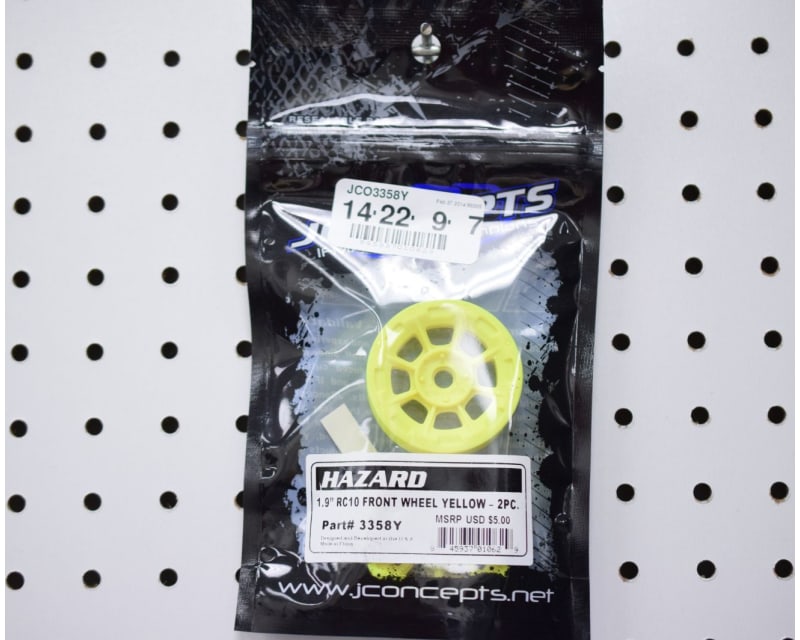 Hazard 1.9 inch RC10 Front Wheels Yellow (2)