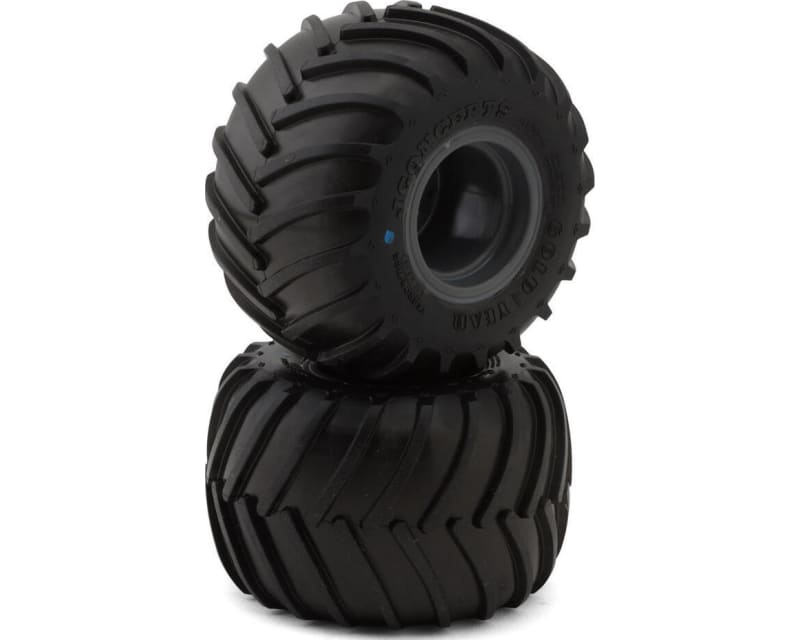 Tap to zoom Losi Mini LMT Golden Years Pre-Mounted Monster Truck Tires (2) (