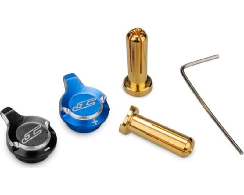 5mm Battery Plug Pull Set W/ Plugs Blue + and Black