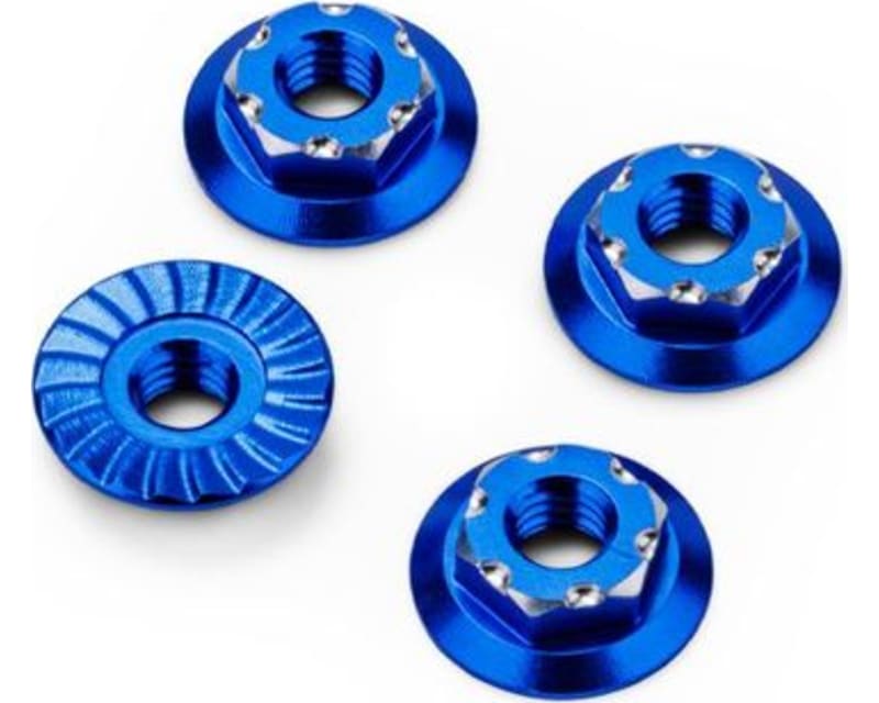 RC10b7 M4 Low-Profile Aluminum Wheel Nut Blue 4pc Fits Vehicl