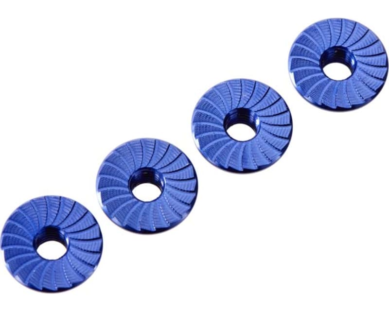 4mm large flange serrated locknut Blue (2)