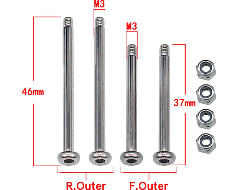 Hardened Chrome Plated Steel Hinge Pin Set (4) JTF