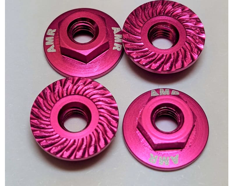 M4 Aluminum Serrated Flange nut Pink(4 pieces)