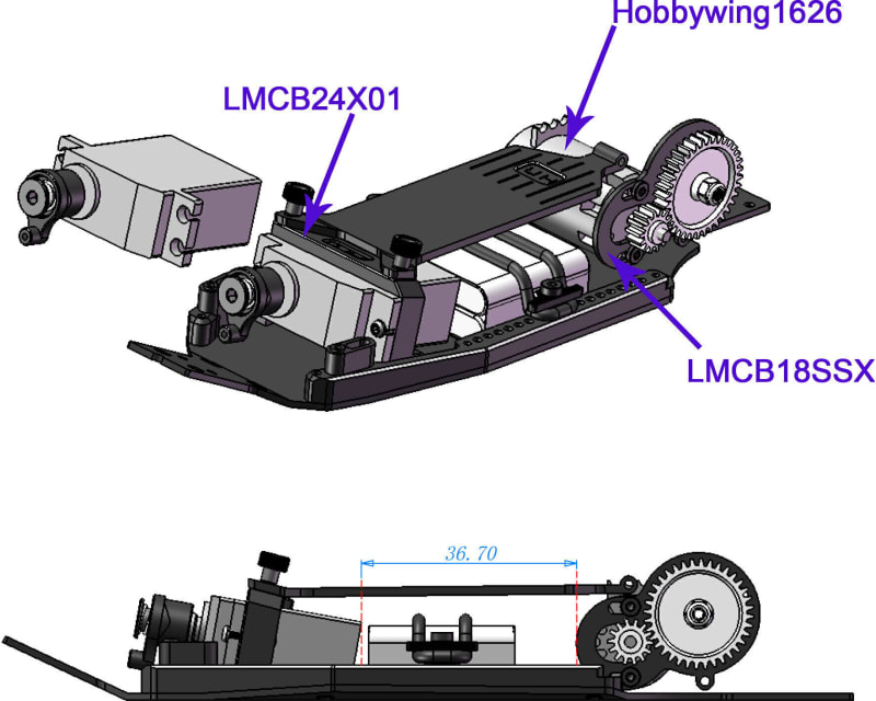 6061 +5mm HS Chassis Conversion Micro B