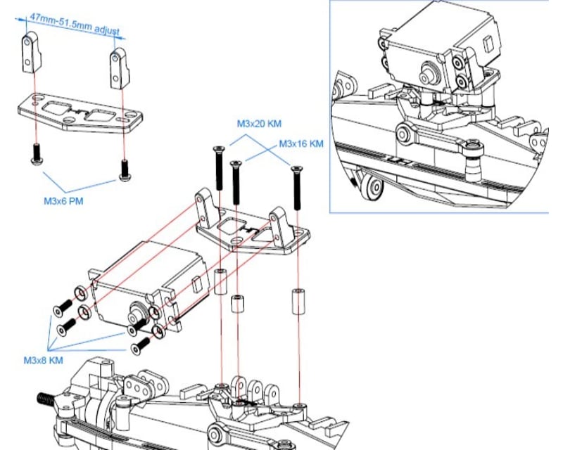 Adjustable Aluminum Servo Mount Losi LMT LMT 2.0