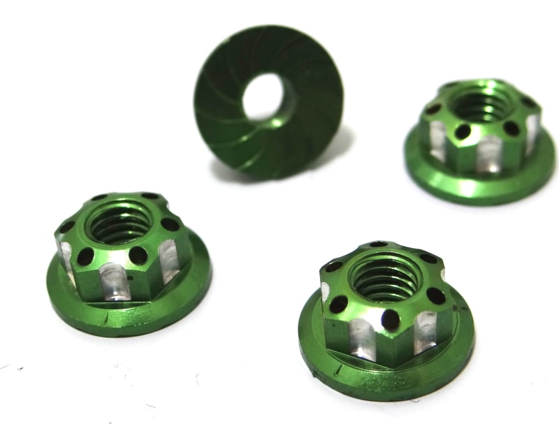 Green Aluminum M4 Serrated Wheel Nuts
