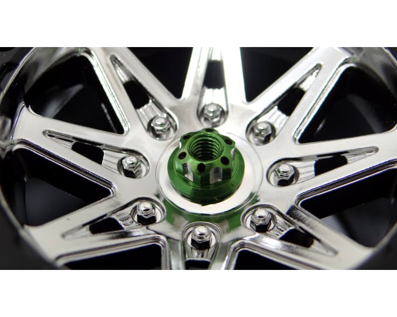 Green Aluminum M4 Serrated Wheel Nuts