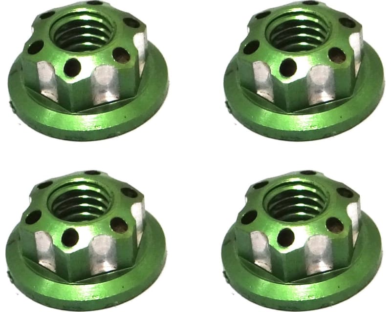 Green Aluminum M4 Serrated Wheel Nuts