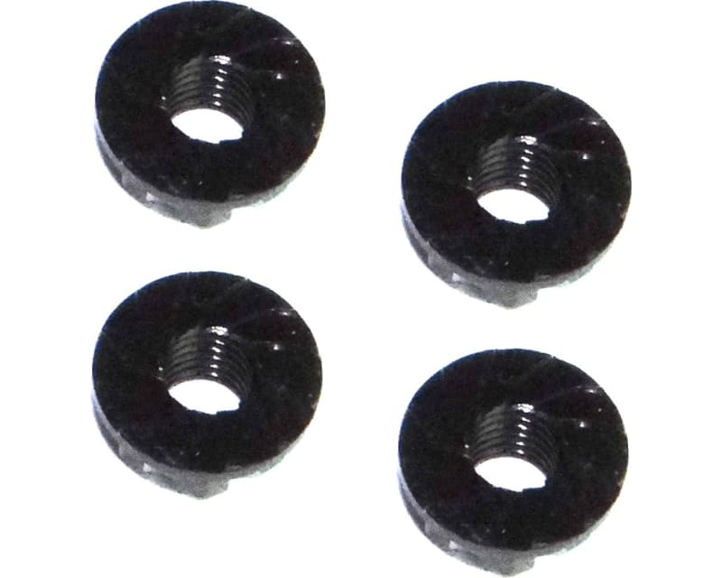 Black Aluminum M5 Serrated Flange Wheels Nuts (4)