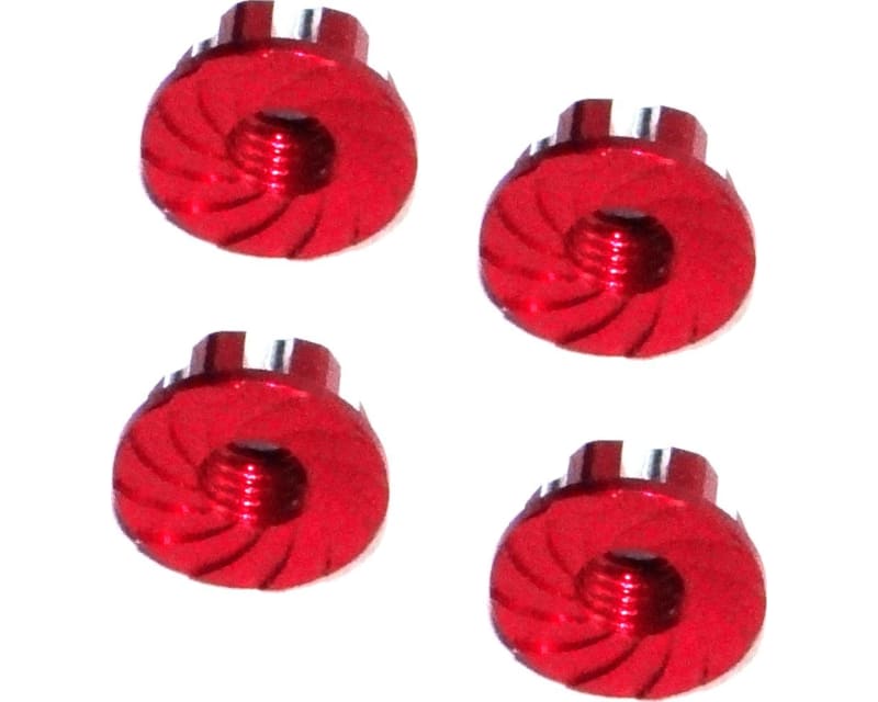 Red Aluminum M5 Serrated Flange Wheel Nuts