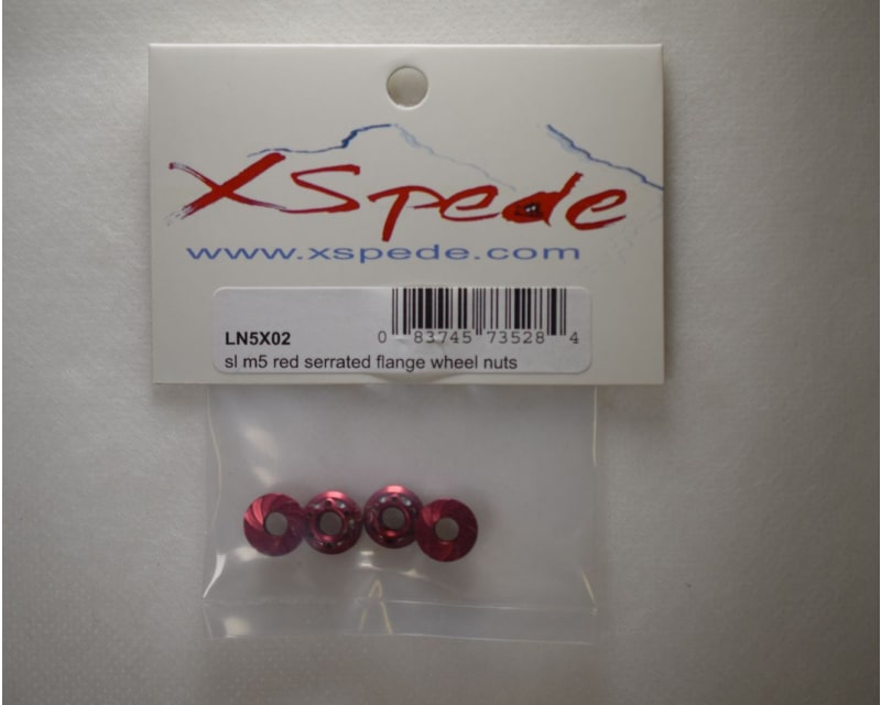 Red Aluminum M5 Serrated Flange Wheel Nuts
