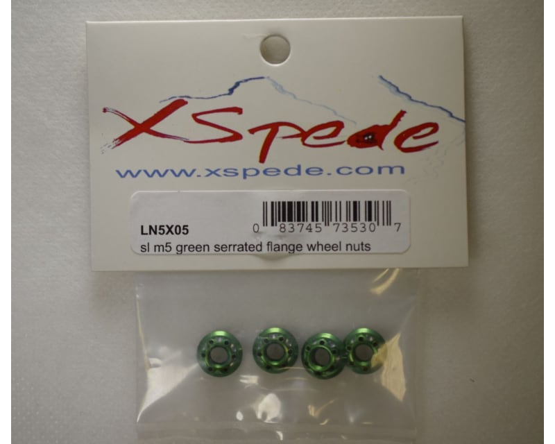 Green Aluminum M5 Serrated Flange Wheel Nuts
