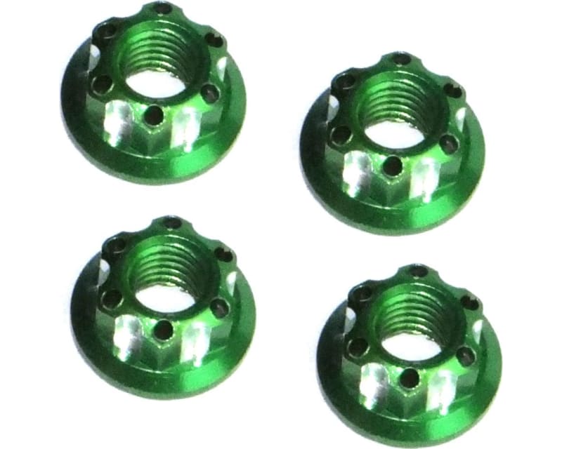 Green Aluminum M5 Serrated Flange Wheel Nuts