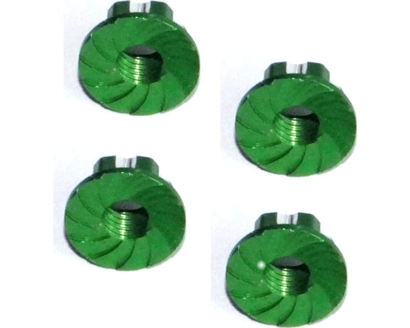 Green Aluminum M5 Serrated Flange Wheel Nuts