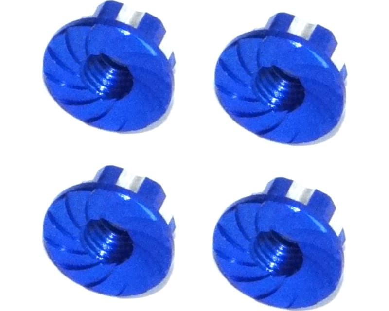 Blue Aluminum M5 Serrated Flange Wheel Nuts